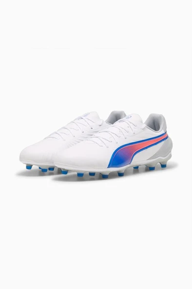 Puma King Match FG/AG 107863_02 Beyaz & Mavi & Kırmızı Futbol Kramponu - 5