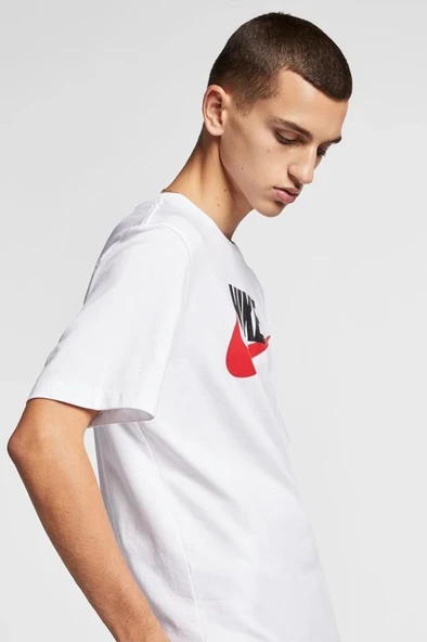 Nike M Nsw Tee Icon Futura AR5004-100 Beyaz Erkek T-Shirt - Resim 3