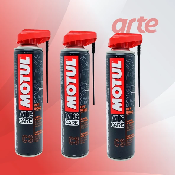Motul C3 Chain Lube Off Road Zincir Yağlama Spreyi 400 ml | 3'lü Set |