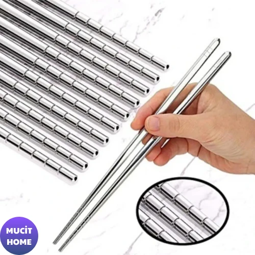 Mucit Home 5'li Paslanmaz Çelik Metal Chopstick