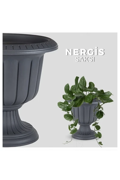 0,5 Litre Nergis Saksı Ayaklı Plastik Çiçek Saksısı - 2