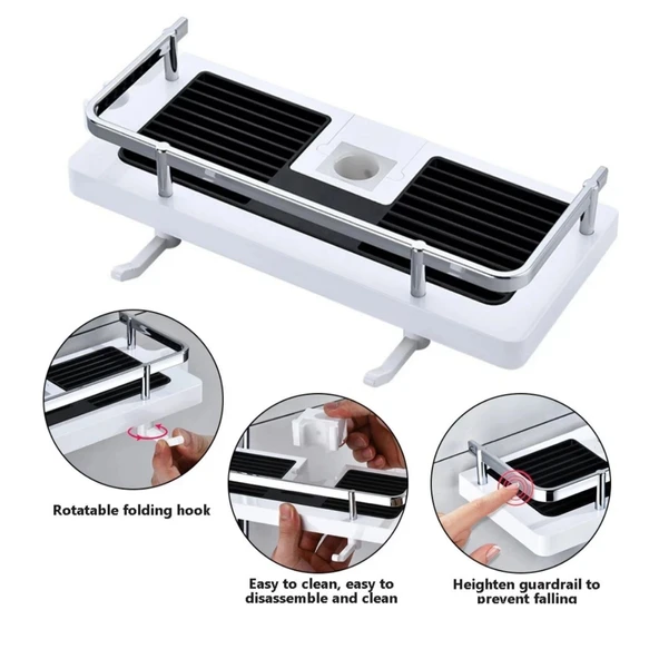 Mucit Home  Lüx Paslanmaz Şampuanlık Organizer Banyo Duş Rafı Duş Borusuna Sabitlenir - 2