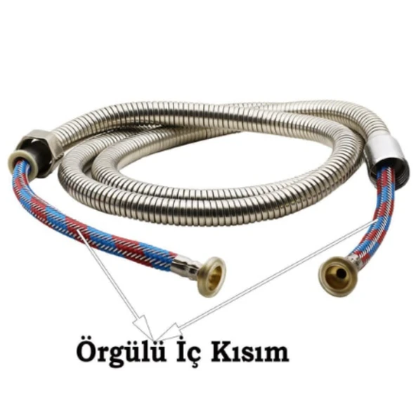 Mucit Home  Çelik Örgülü Duş Hortumu Somunlu -360° Döner-Kıvrılmaz  kaliteli 2 metre paz - 4
