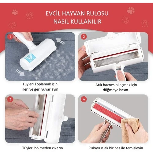 Hazneli Kedi Köpek Evcil Hayvan Kıyafet Elbise Halı Yatak Tüy Temizleyici Toz Toplayıcı - 4