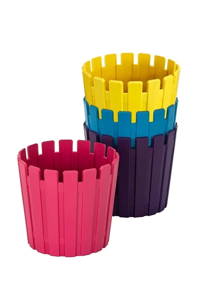 Akasya 33 Çit Model Pastel Saksı 16 Litre 33cm Plastik Drenaj Izgaralı Bitki Çiçek Saksısı - 4