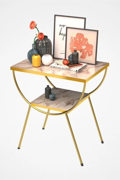 Yan Sehpa Komodin Metal Ayak Gold Efes - 3