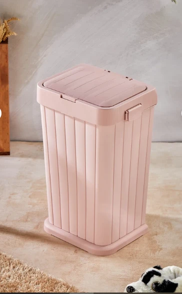 Dekoratif Kapak Kirli Çamaşır Sepeti, 40lt Boyut Pembe - 3