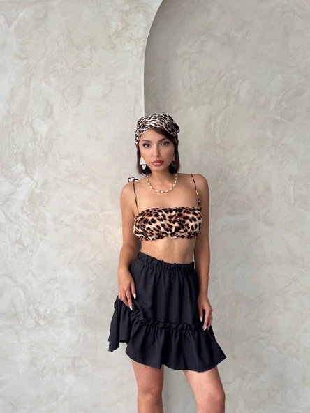 Çingene keten etek siyah s24808 - Resim 2