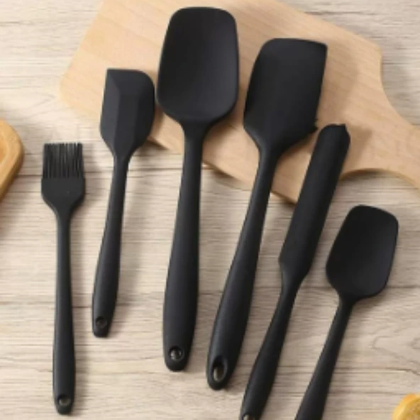 Mucit Home   6lı Takım Silikon Yanmaz Yapışmaz Mutfak Pasta  Yumurta Fırçası Kaşık Bıçak Spatula Seti ürün görseli