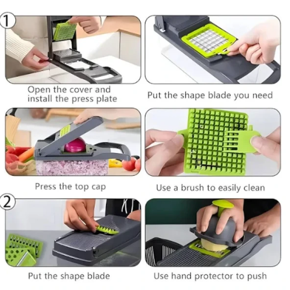 Mucit Home  13 Patates Sebze Küp Rende Doğrayıcı Dicer Mandolin Dilimleyici Jülyen Kesici - 3