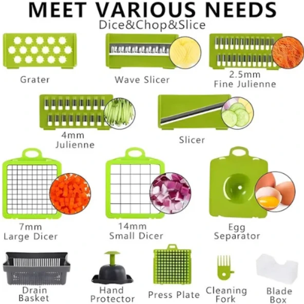 Mucit Home  13 Patates Sebze Küp Rende Doğrayıcı Dicer Mandolin Dilimleyici Jülyen Kesici - 2
