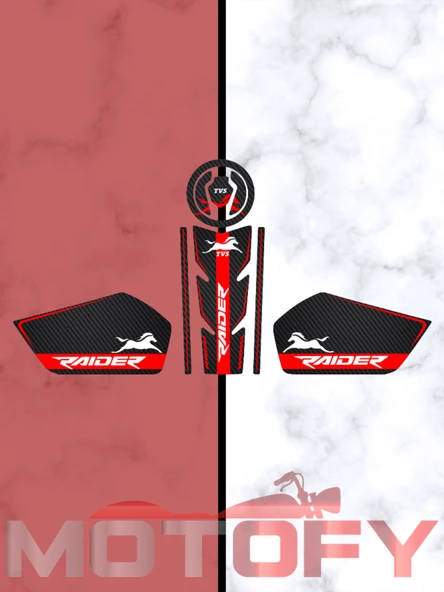 TVS RAIDER UYUMLU TANK PAD SET KIRMIZI SİYAH KARBON ürün görseli