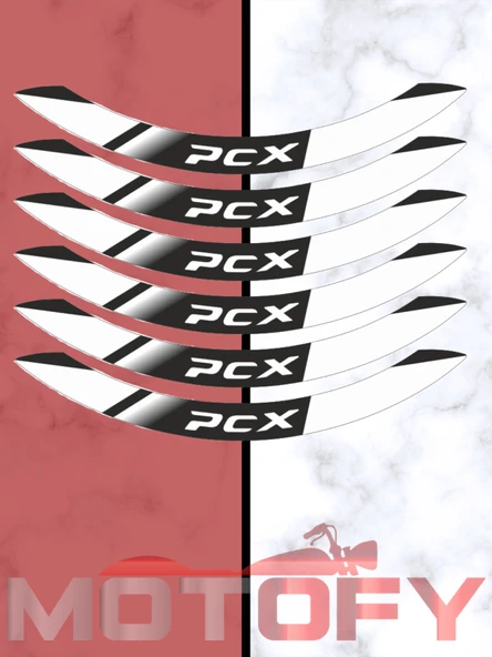 HONDA PCX UYUMLU JANT ŞERİDİ BEYAZ SİYAH ürün görseli