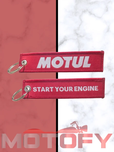 MOTUL ÖRME KUMAŞ DOKUMA ANAHTARLIK KIRMIZI START YOUR ENGİNE ürün görseli