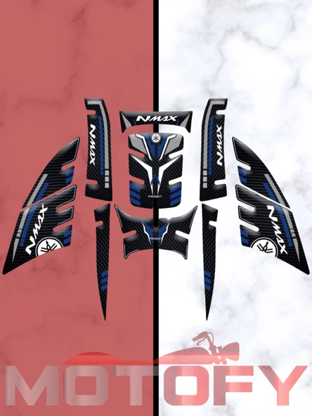 YAMAHA NMAX 2021-2024 UYUMLU TANK PAD SET MAVİ KARBON ürün görseli