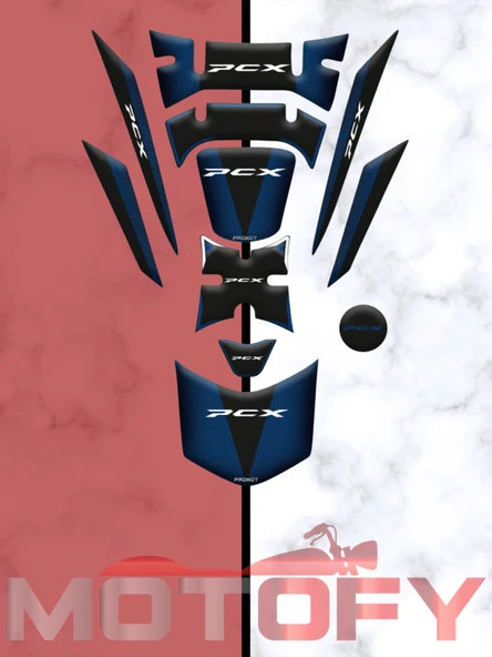 HONDA PCX 125 2018-2020 UYUMLU TANK PAD SET MAVİ SİYAH ürün görseli