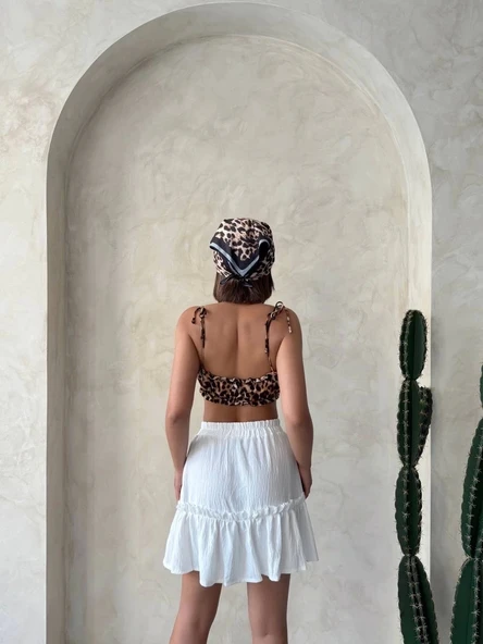 Çingene keten etek beyaz s24808 - 6