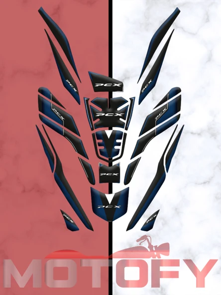 HONDA PCX 125 2021-2024 UYUMLU TANK PAD SET LACİVERT SİYAH ürün görseli