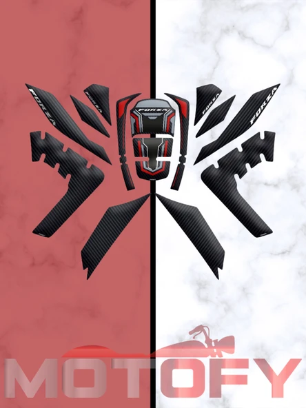 HONDA FORZA 250 2018-2025 UYUMLU TANK PAD SET KIRMIZI KARBON ürün görseli