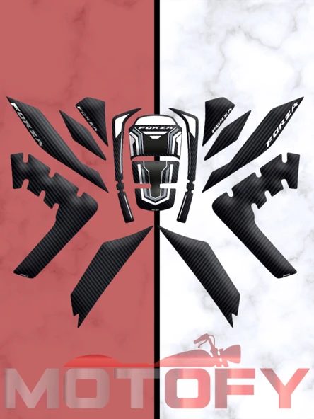 HONDA FORZA 250 2018-2025 UYUMLU TANK PAD SET BEYAZ KARBON ürün görseli