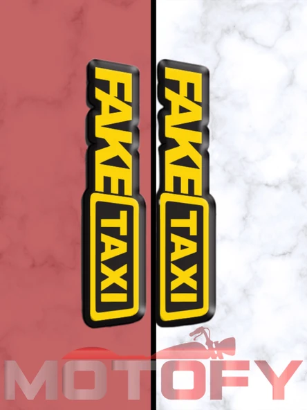 FAKE TAXI TASARIMLI ÖN MAŞA 3D KABARTMALI 2'Lİ DAMLA STİCKER 9x2 CM ürün görseli
