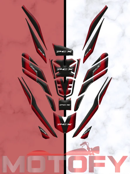 HONDA PCX 125 2021 2024 TANK PAD SETİ KIRMIZI KARBON BEYAZ ürün görseli