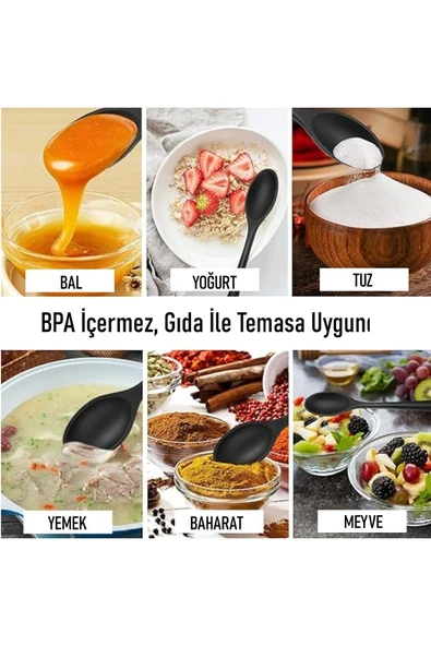 2 Li Silikon Uzun Karıştırma Kaşığı Seti Kırmızı & Siyah - 6