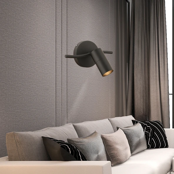 Apliqa Dusan Siyah Tekli Modern Duvar Lambası Spot Aplik ürün görseli 1