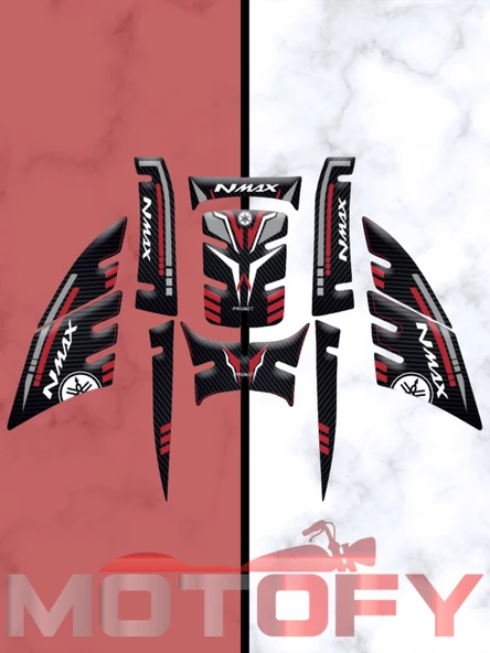 YAMAHA NMAX 2021-2024 UYUMLU TANK PAD SET KIRMIZI KARBON ürün görseli