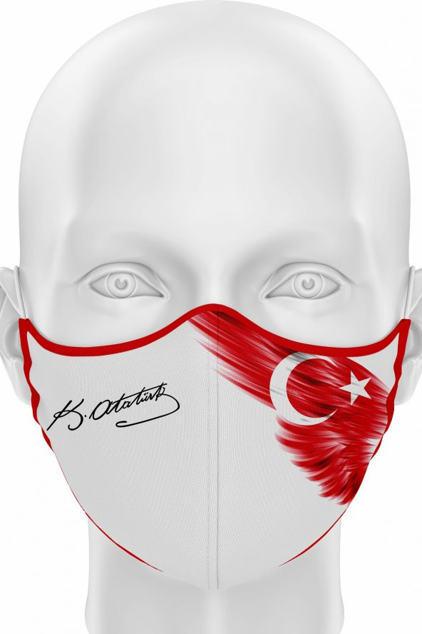 Mustafa Kemal Atatürk ve Bayrak Baskılı Tshirt-Maske - 2