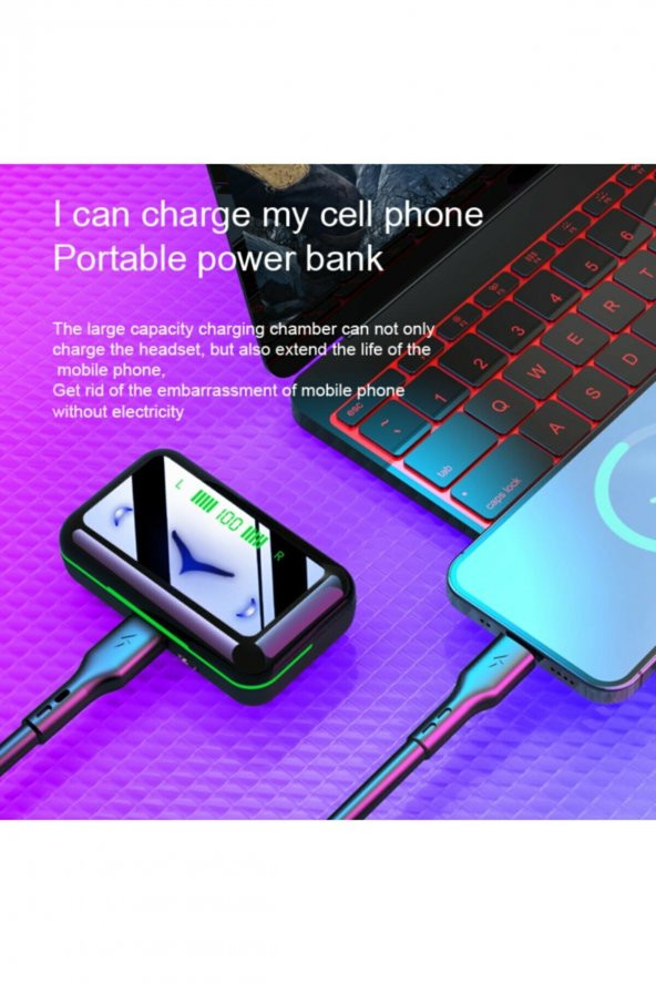Samsung Galaxy S10 Lite, S10 Plus Uyumlu Işıklı Led Göstergli Kulak İçi Bluetooth Kulaklık BT V5.1 - 3