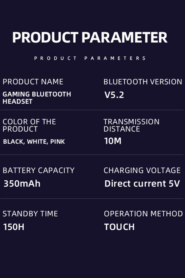 G10 Kablosuz Bluetooth Oyuncu Kulaklığı Işıklı Mikrofonlu Dokunmatik Gaming Headset - 4