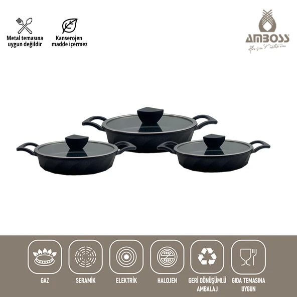 Vento 6 Parça Yanmaz Yapışmaz Titanyum Kaplama Sahan Seti 18-20-22 cm - Resim 2