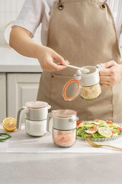 Pinmoo Kaşıklı Krem Baharatlık Seti 3lü- 3 Adet