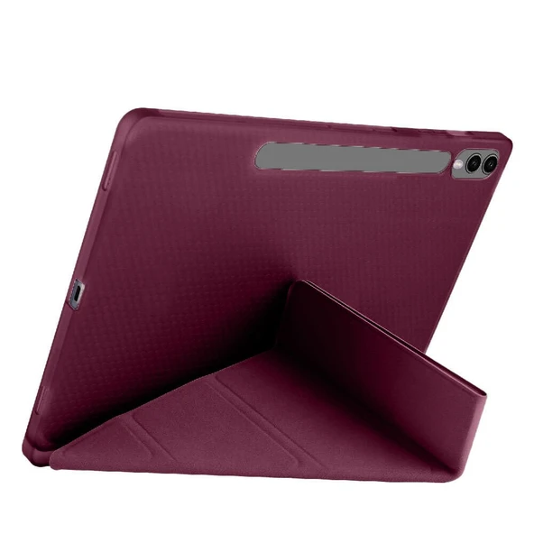 Samsung Galaxy Tab S9 Fe Plus X610 12.4 İnç Katlanabilir Kalemlikli Standlı Akıllı Kılıf  Mürdüm - Resim 2
