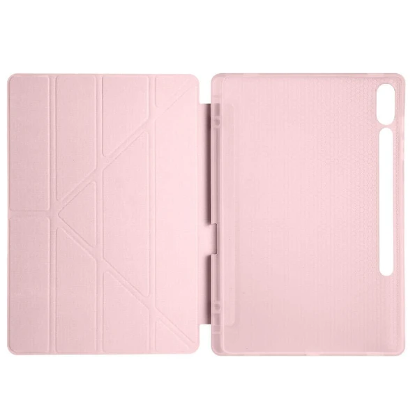 Samsung Galaxy Tab S9 Fe Plus X610 12.4 İnç Katlanabilir Kalemlikli Standlı Akıllı Kılıf  Pembe - Resim 3