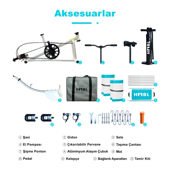 Portatif Şişme Deniz Bisikleti / Aqua Bike / Water Bike / Katlanabilir & Taşınabilir Model - 4