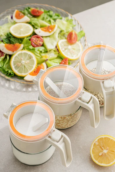 Pinmoo Kaşıklı Krem Baharatlık Seti 3lü- 3 Adet - 3