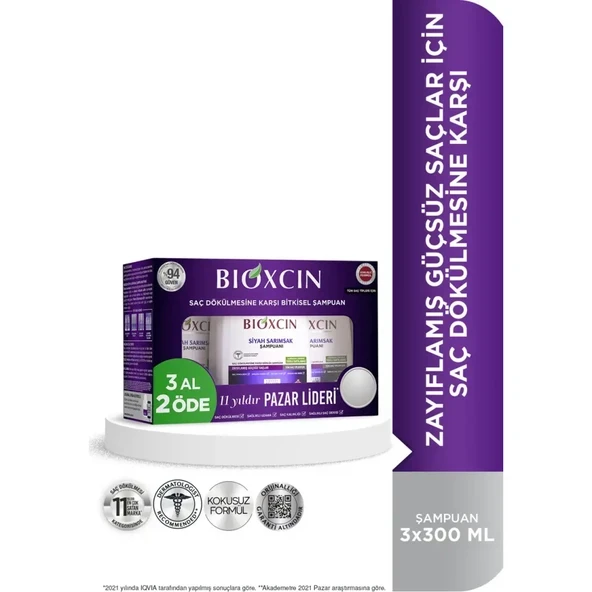 Bioxcin Siyah Sarımsak Şampuanı 3 al 2 öde (3x300ml) ürün görseli 1
