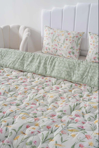 Rivaİstanbul Botanical Çift Kişilik Çift Taraflı Papatyalı Kapitone Yorgan 200x215 cm - Resim 3