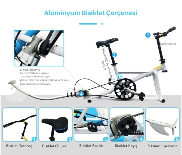 Portatif Şişme Deniz Bisikleti / Aqua Bike / Water Bike / Katlanabilir & Taşınabilir Model - 3