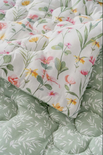 Rivaİstanbul Botanical Çift Kişilik Çift Taraflı Papatyalı Kapitone Yorgan 200x215 cm - Resim 5