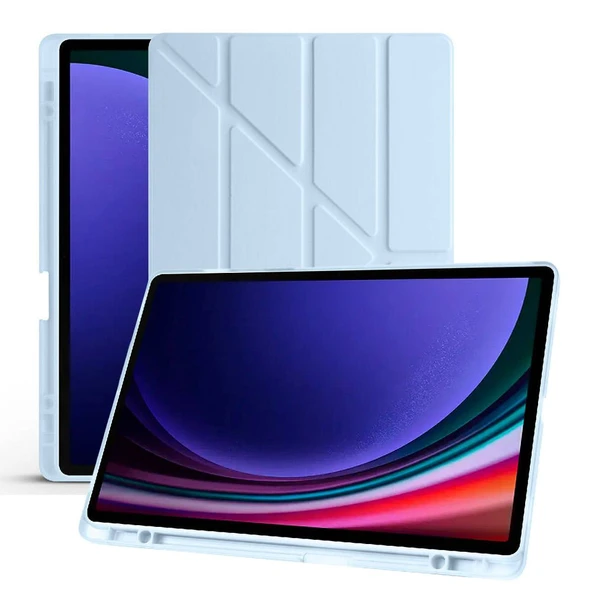Samsung Galaxy Tab S9 Fe Plus X610 12.4 İnç Katlanabilir Kalemlikli Standlı Akıllı Kılıf  Mavi - 5