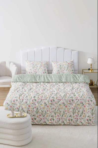 Rivaİstanbul Botanical Çift Kişilik Çift Taraflı Papatyalı Kapitone Yorgan 200x215 cm ürün görseli 1