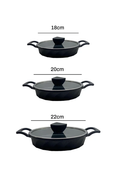 Vento 6 Parça Yanmaz Yapışmaz Titanyum Kaplama Sahan Seti 18-20-22 cm - 4