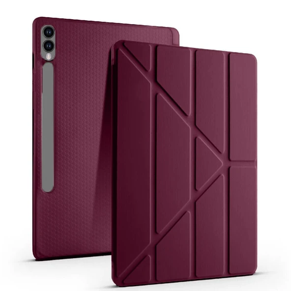 Samsung Galaxy Tab S9 Fe Plus X610 12.4 İnç Katlanabilir Kalemlikli Standlı Akıllı Kılıf  Mürdüm ürün görseli