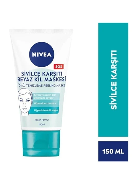 Nivea Sos 3 in 1 Sivilce Karşıtı Beyaz Kil Maskesi 150 ML