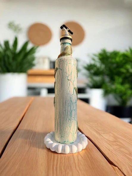 500 ML Kil Kabartma Uygulama Akdeniz ve Ege Dokunuşu El Yapımı Zeytinyağı & Üzüm Sirke Şişeleri, Yağdanlık, Bej - 8