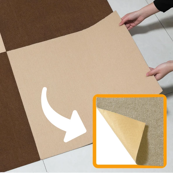 BEYLİNİ Kendinden Yapışkanlı Halıfleks Keçe Kaymaz Ev Tekne Ofis Yat Denizlicik Marina Karo Halısı Devetüyü 40x40 CM