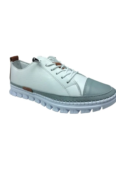 OrtopedikAL 2010 Womenly Style Beyaz Gri Kadın Günlük Ayakkabı % 100 Hakiki Deri - 3